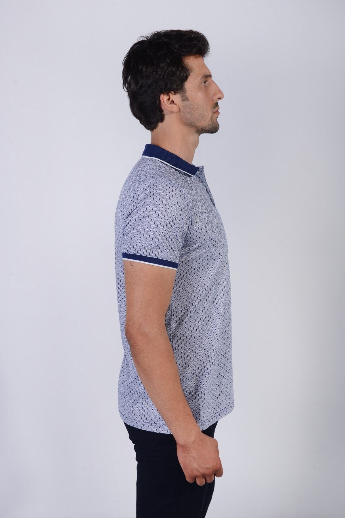 Erkek Mavi Polo Yaka Regular Fit T-Shirt