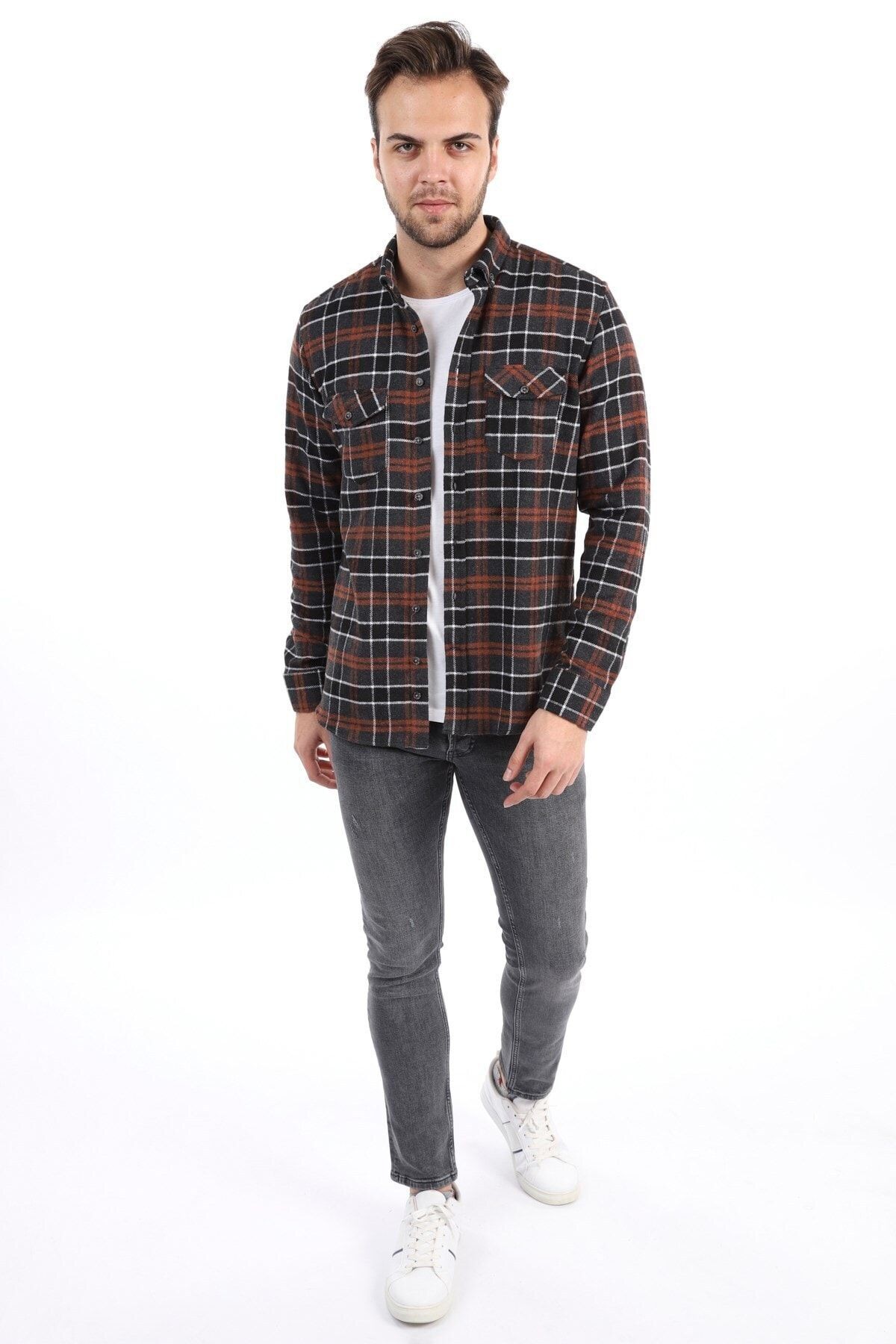 Kahverengi Slim Fit Oduncu Gömlek