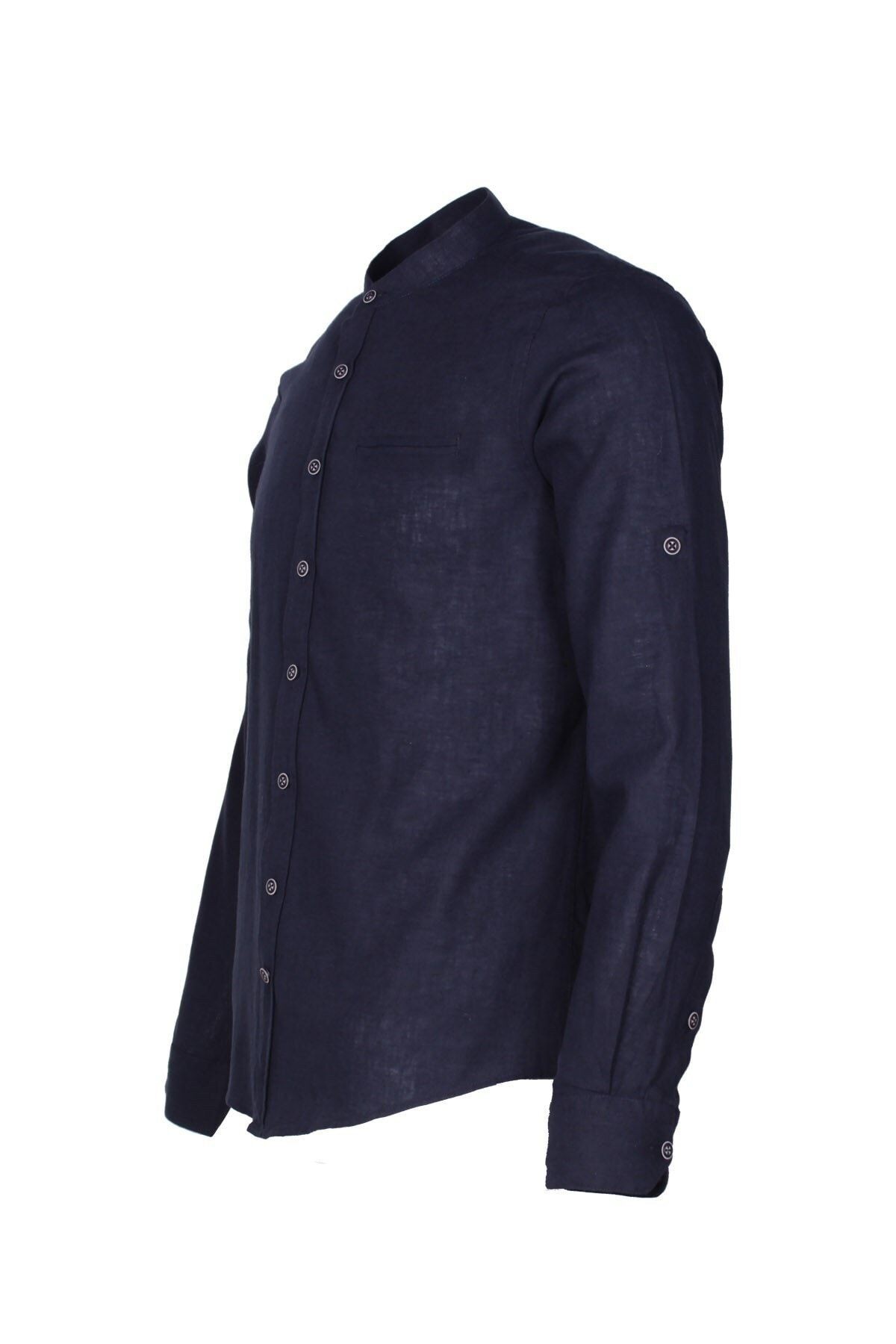 Slim Fit Keten Apoletli Erkek Gömlek