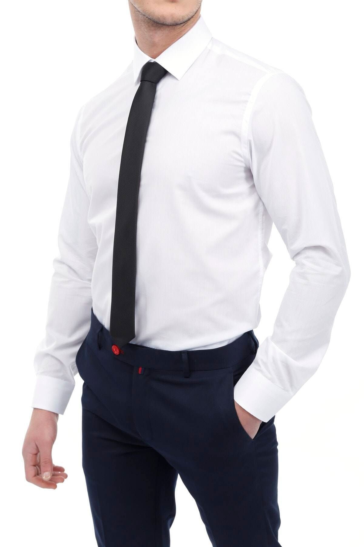 Beyaz Extra Slim Fit Uzun Kol Erkek Gömlek