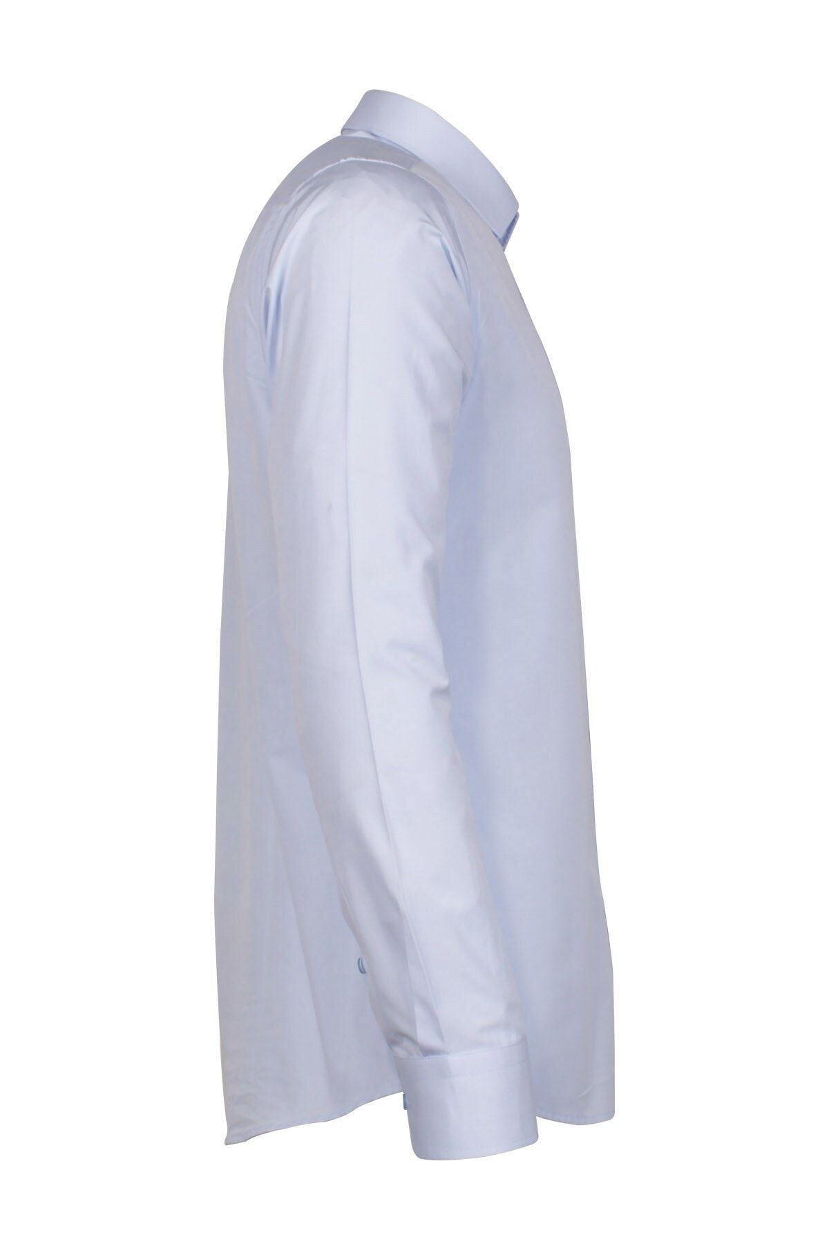 Erkek Mavi Slim Fit Armürlü Gömlek