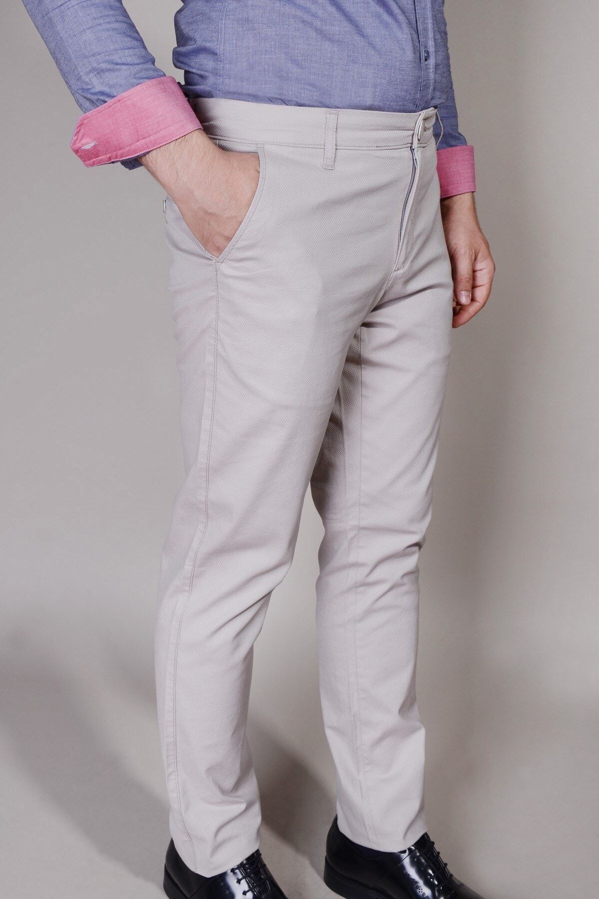Erkek Bej Cepli Regular Fit Pantolon