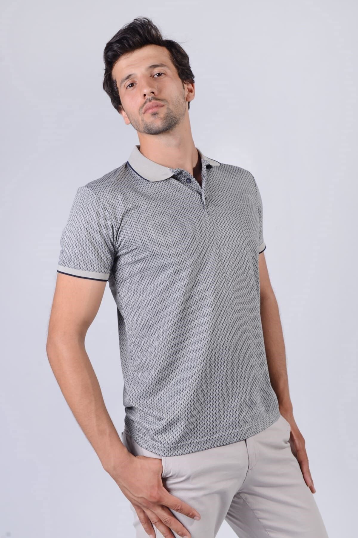 Erkek Gri Polo Yaka T-shirt