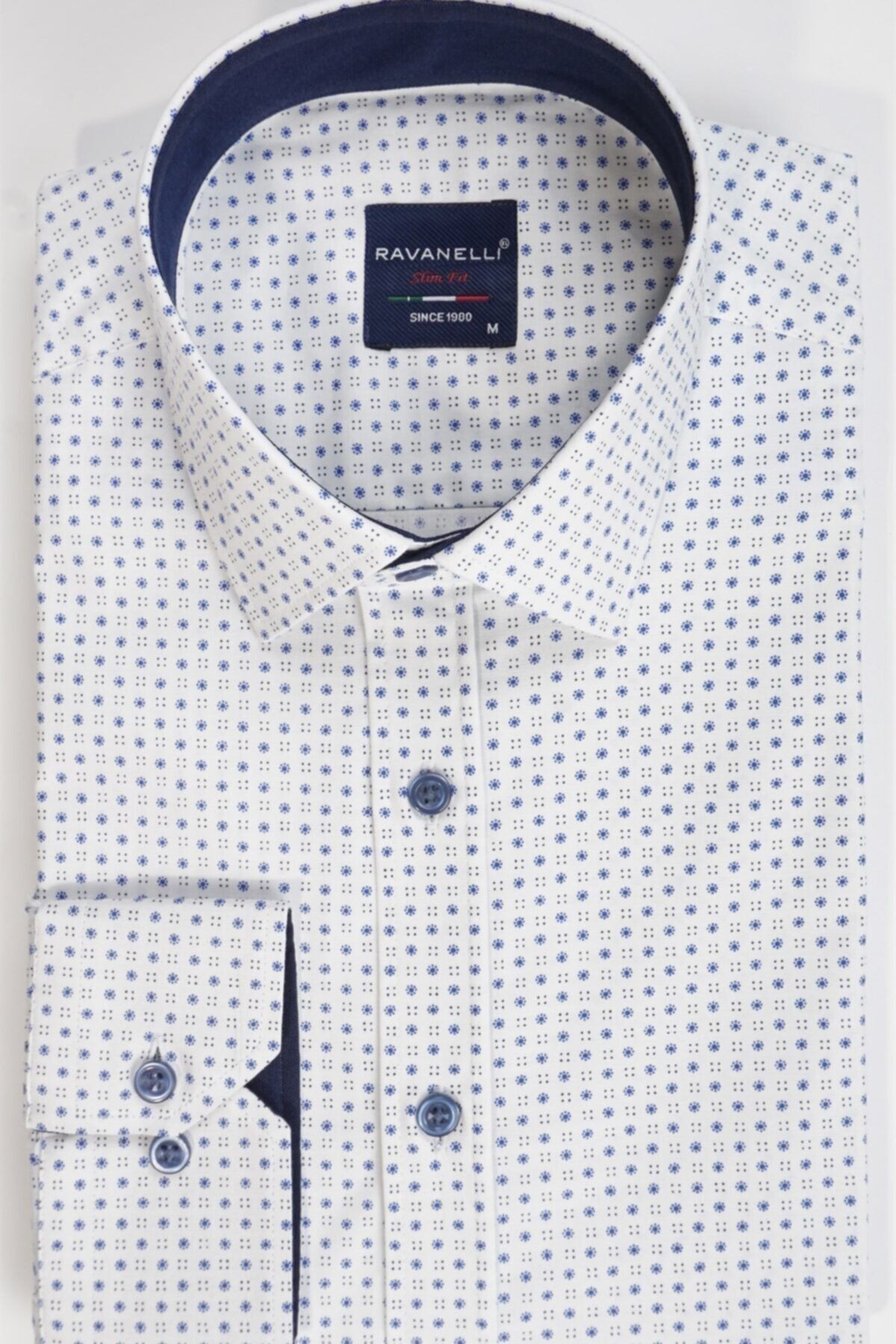 Slim Fit Baskılı Likralı Erkek Gömlek