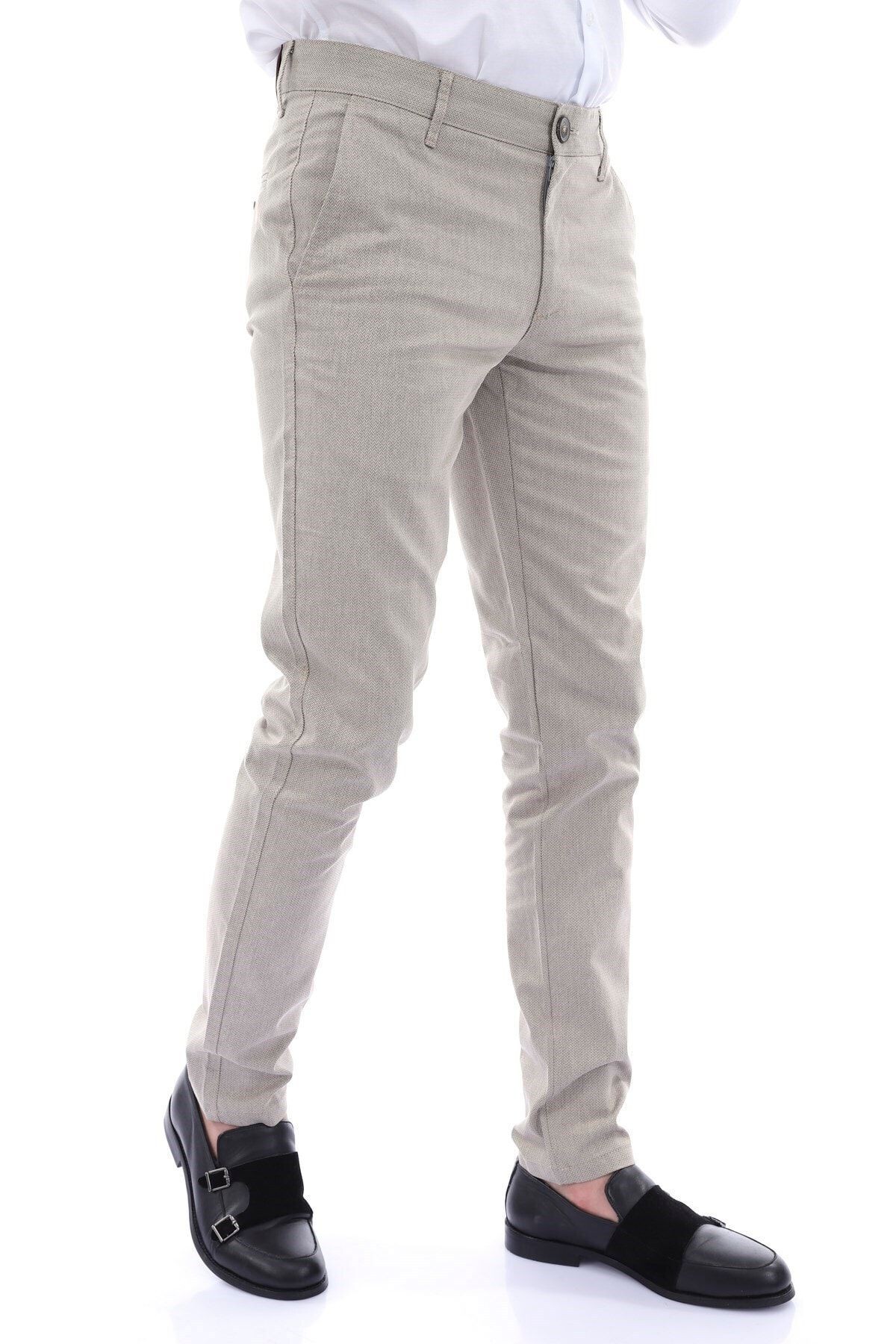 Erkek Krem Chıno Slim Fit Pantolon