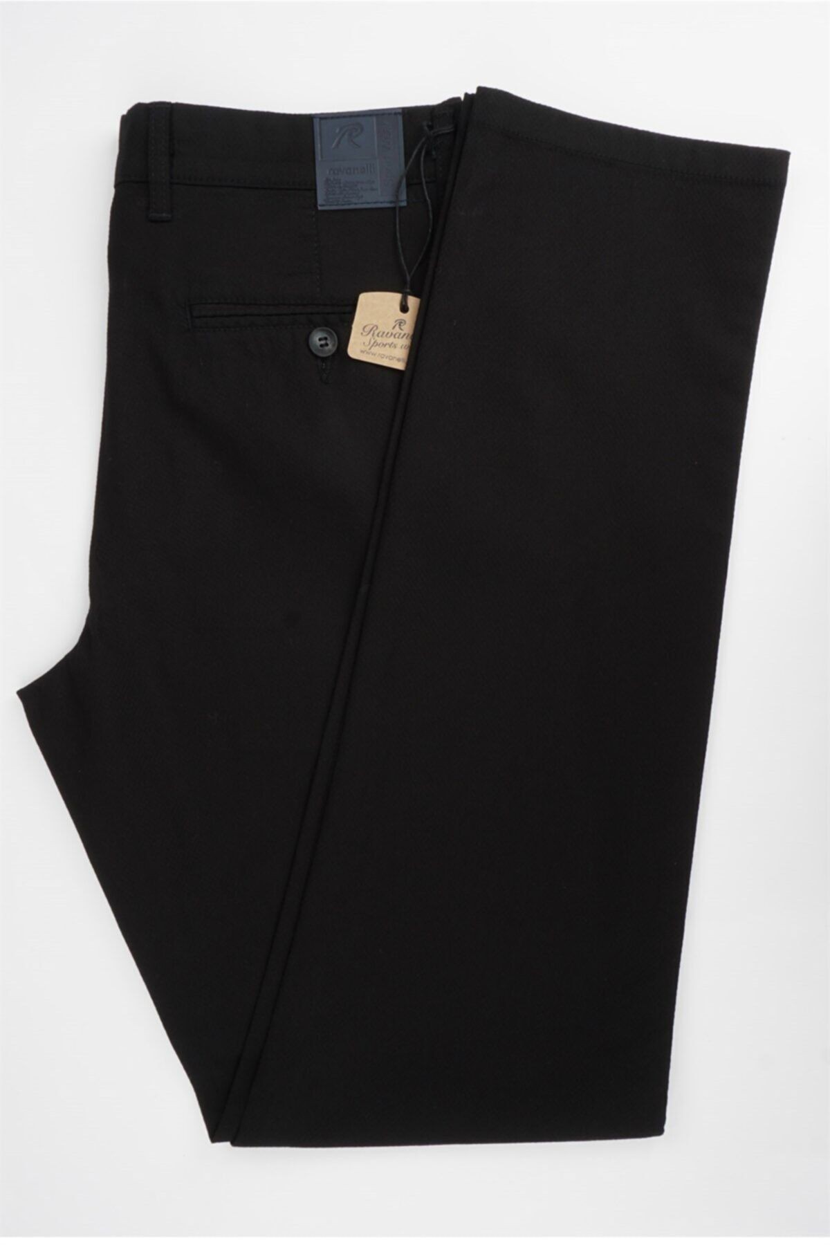 Erkek Siyah Regular Fit Armürlü Pantolon