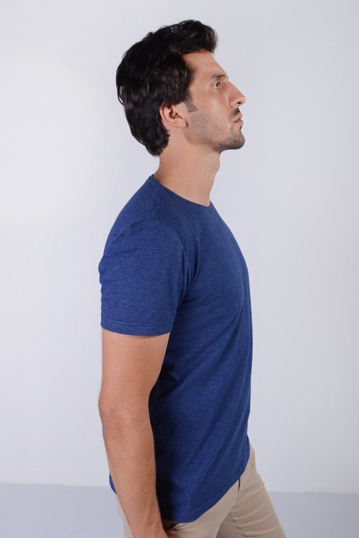 Erkek Mavi Basic Model  T-shirt