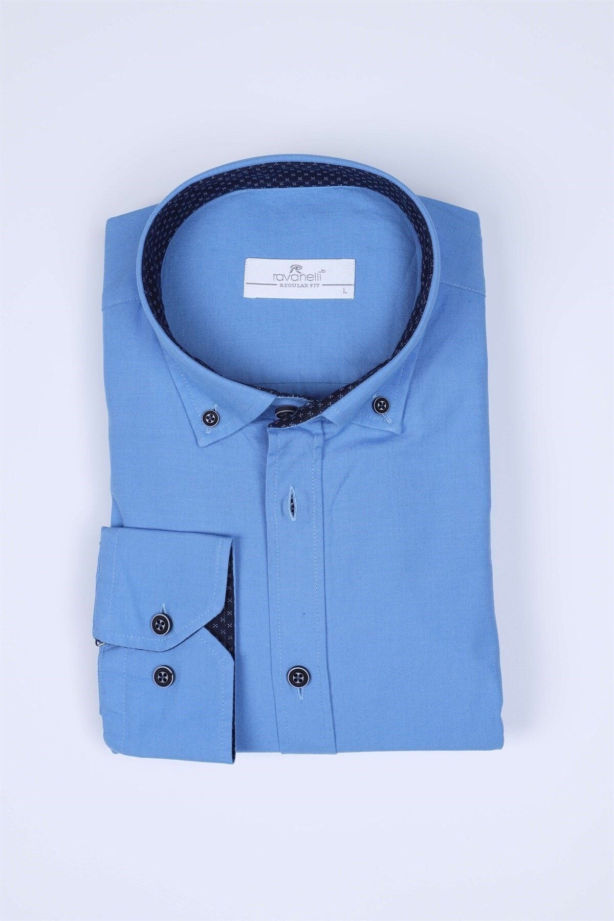 Oksford Mavi Pamuklu Slim Fit Gömlek