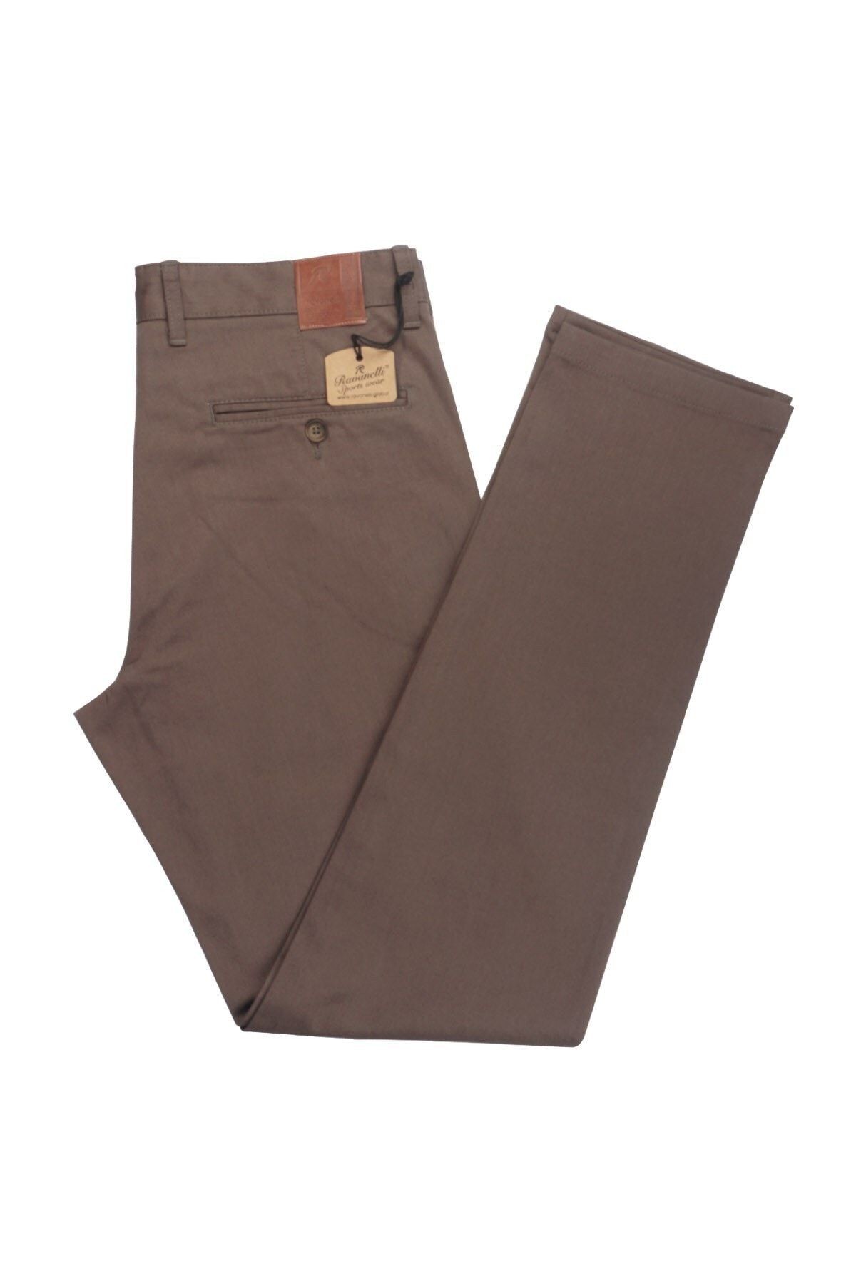 Erkek Kahverengi Regular Fit Armürlü Keten Pantolon