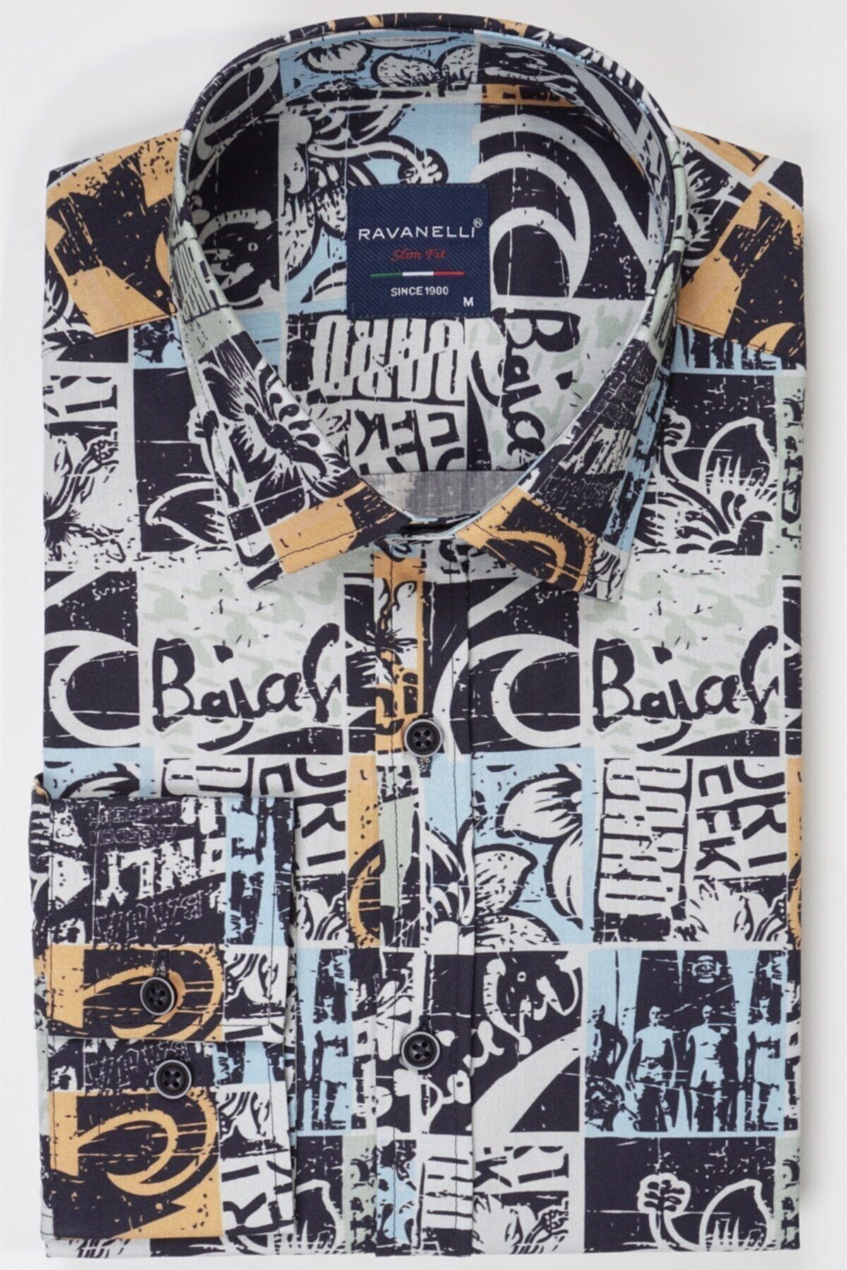Erkek Extra Slim Fit Dijital Baskılı Gömlek