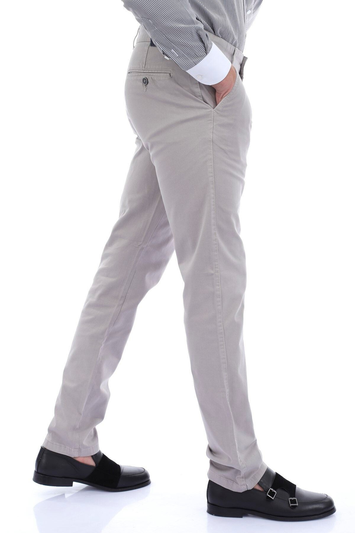 Erkek Gri Chıno Slim Fit Pantolon