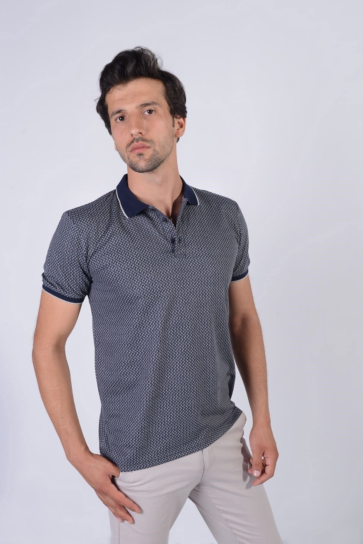 Erkek Gri Polo Yaka T-shirt