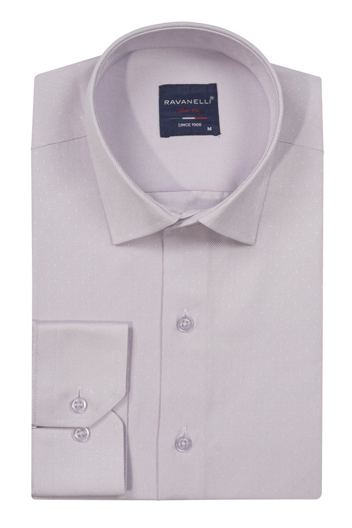 Erkek Beyaz Slim Fit Armürlü Gömlek