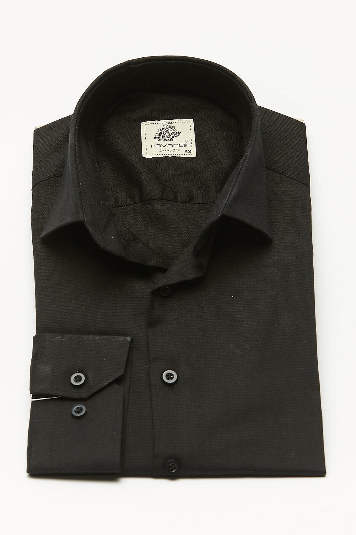Siyah Extra Slim Fit Uzun Kol Gömlek