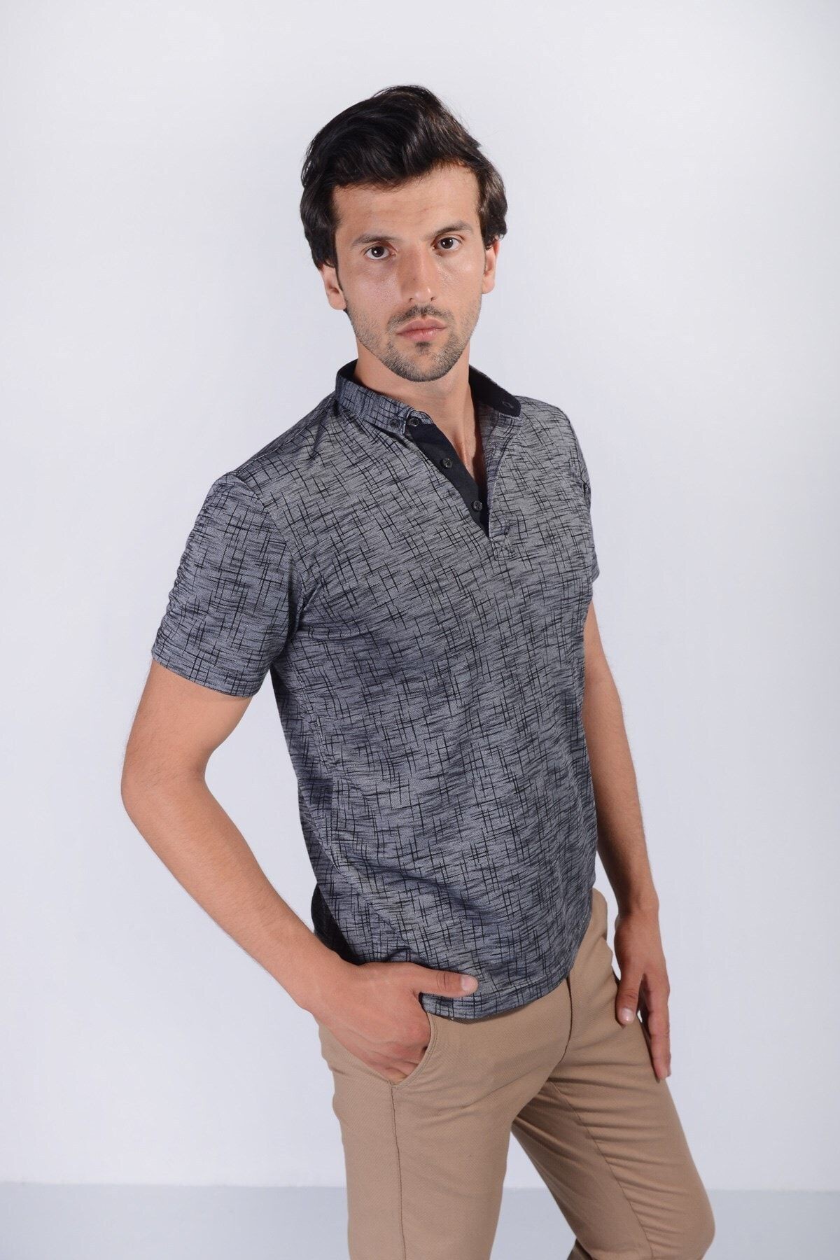 Erkek Gri  Reçme Model Tshirt