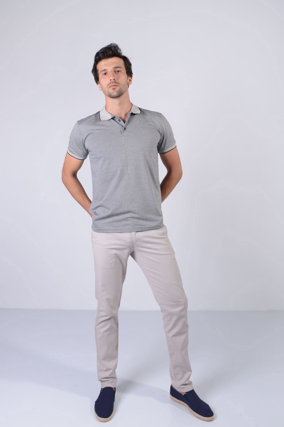 Erkek Gri Polo Yaka T-shirt