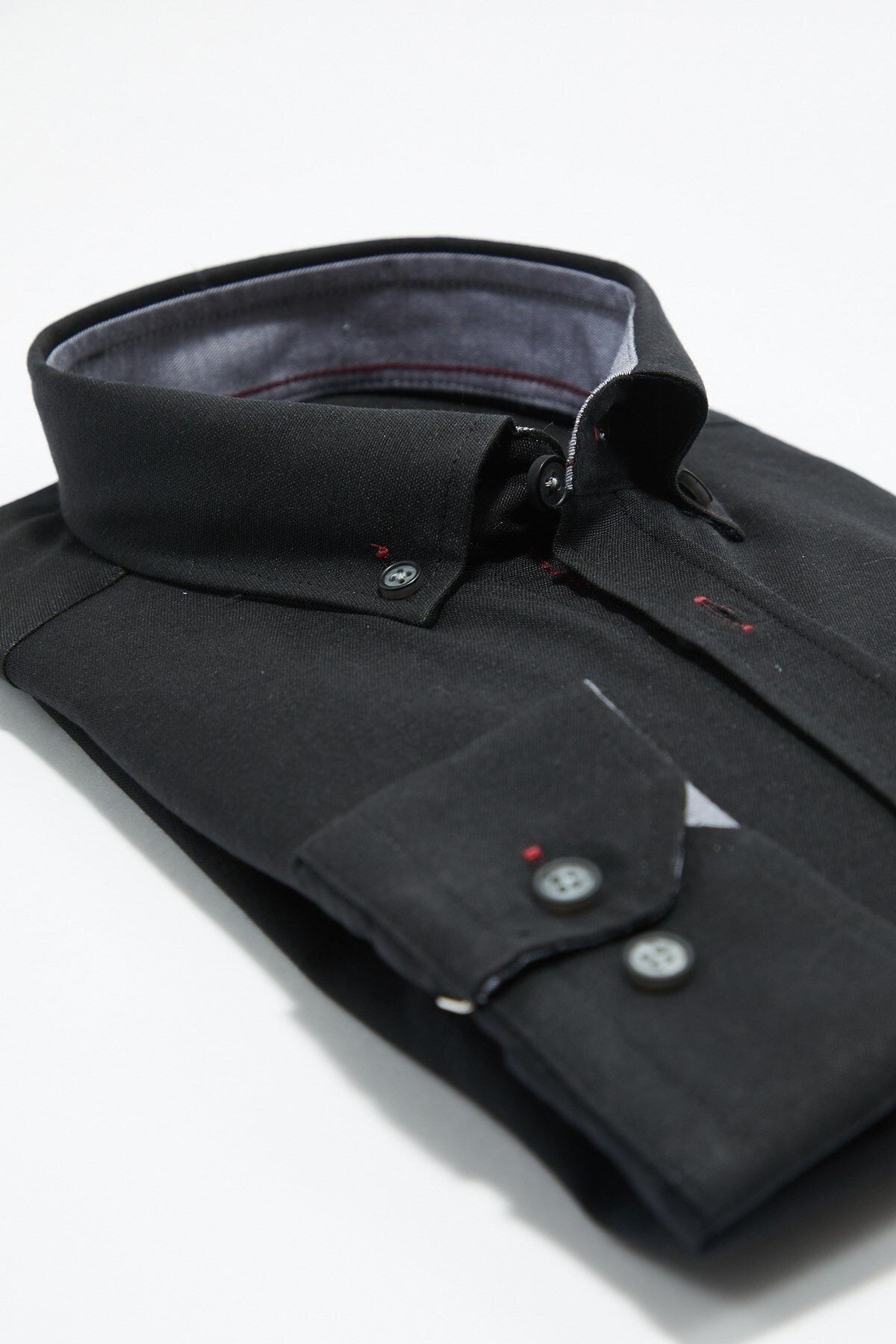 Siyah Slim Fit Uzun Kol Gömlek