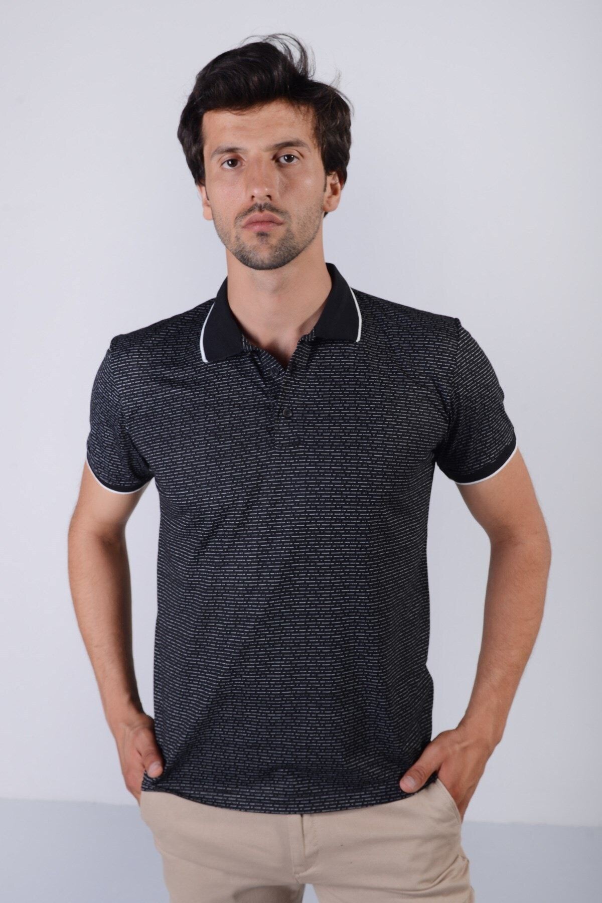 Erkek Siyah Regular Fıt Polo Yaka T-shirt