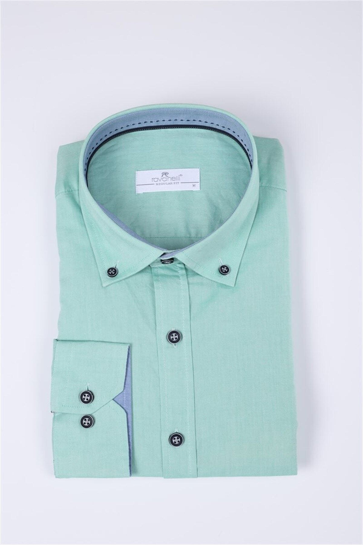 Turkuaz Pamuklu Slim Fit Gömlek