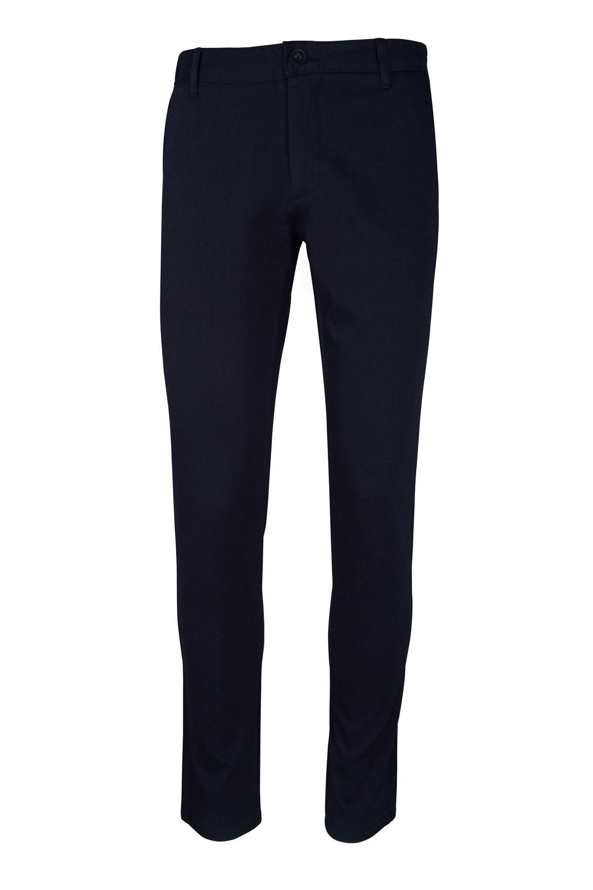 Erkek Regular Fit Armürlü Keten Pantolon