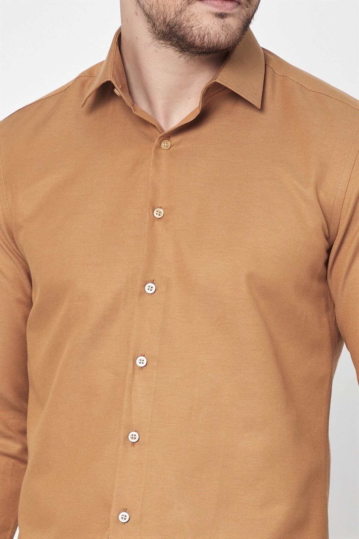 Hardal Slim Fit Uzun Kol Gömlek