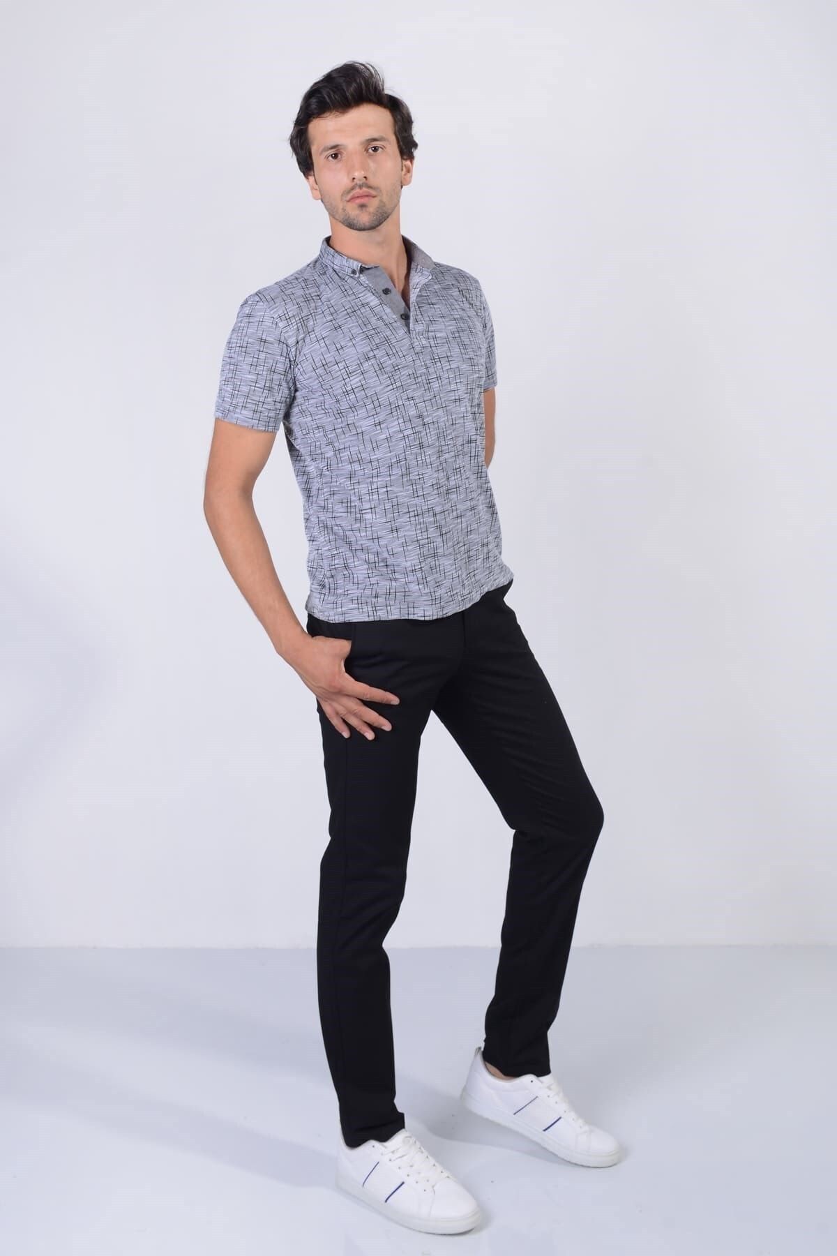Erkek Gri Polo Yaka T-shirt