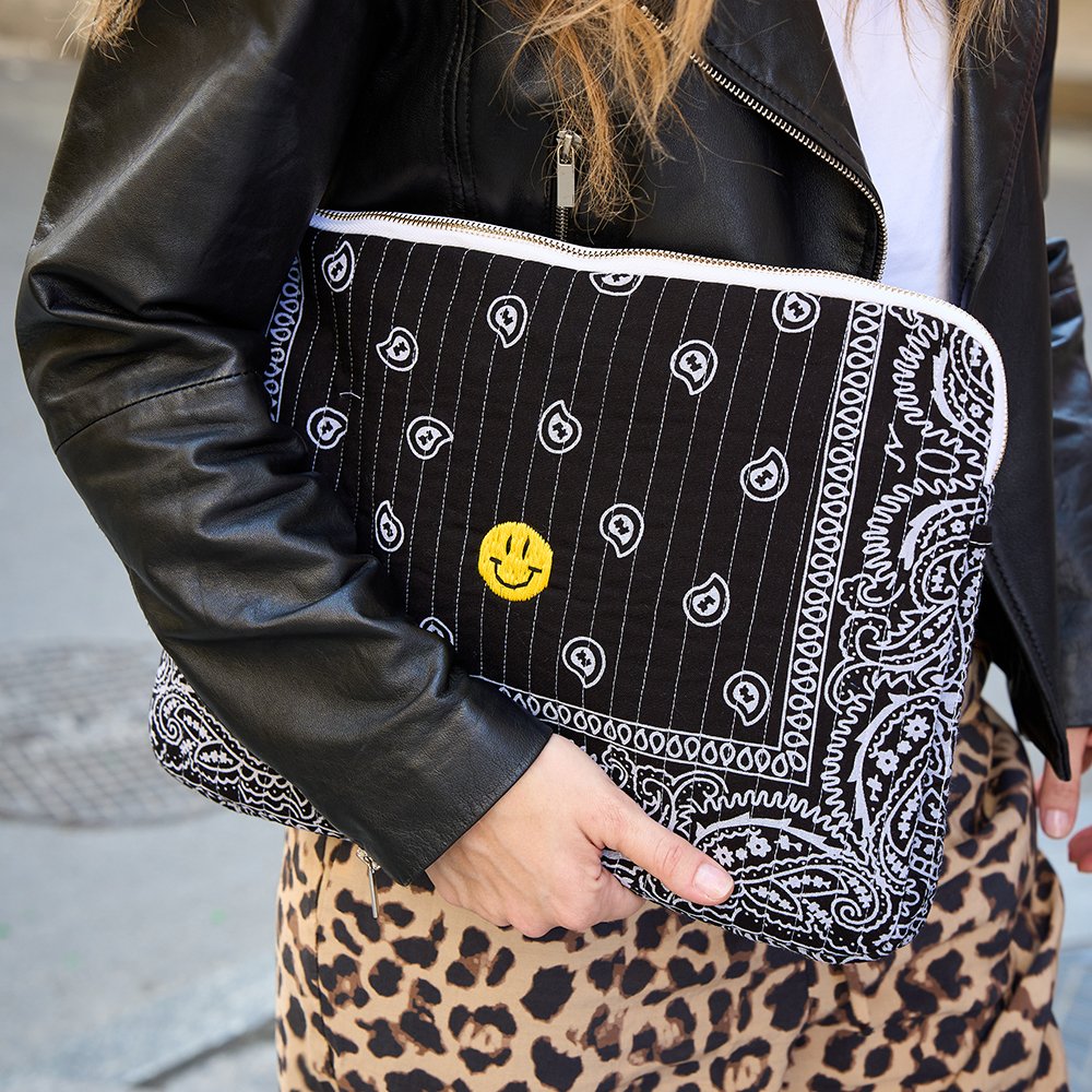 MEMO Laptop Case - Siyah&Sarı - SMILEY FACE