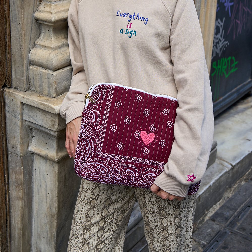 MEMO Laptop Case - Bordo&Pembe - HEART