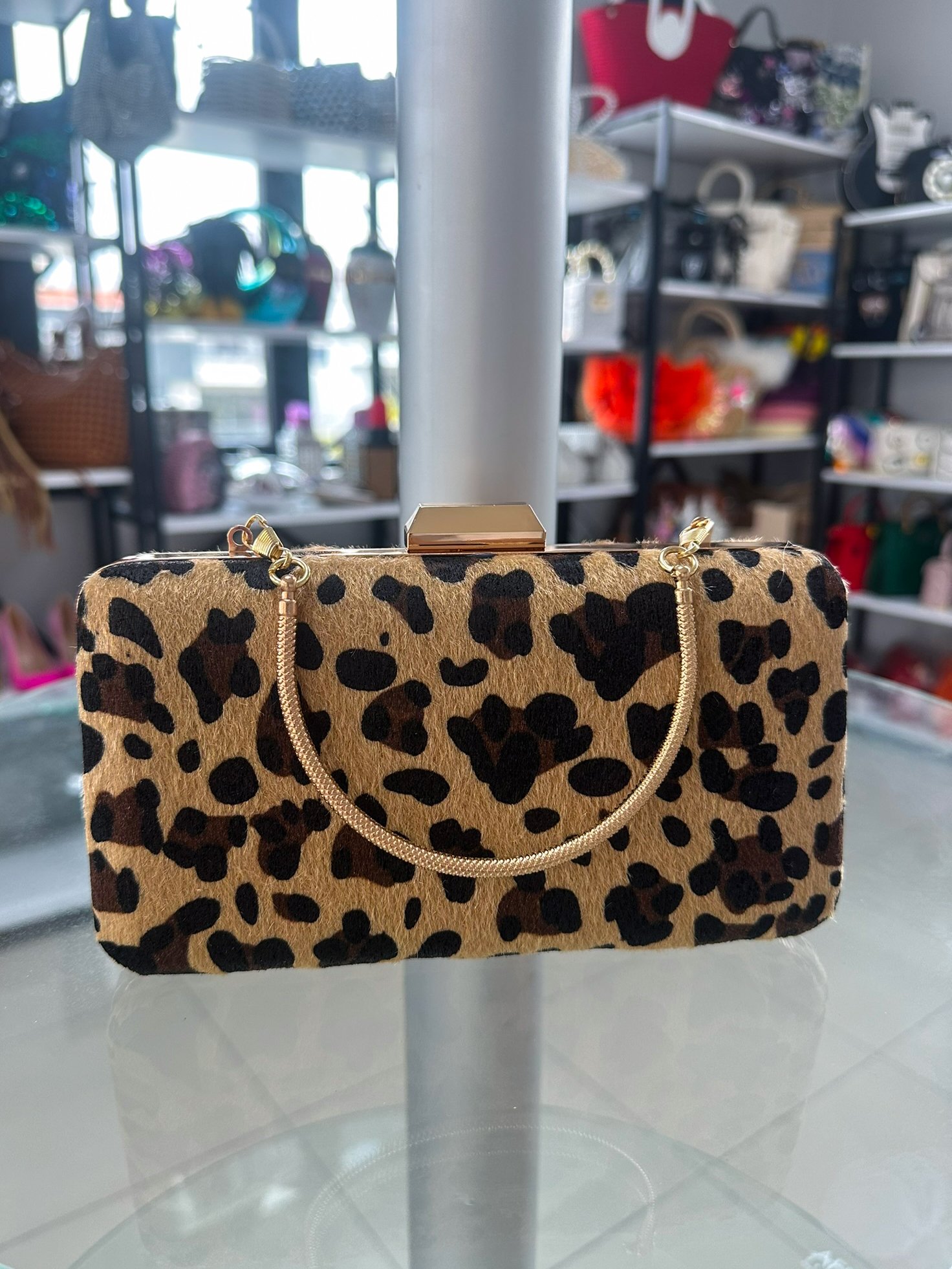 Gusto Leopar Desen Clutch Çanta