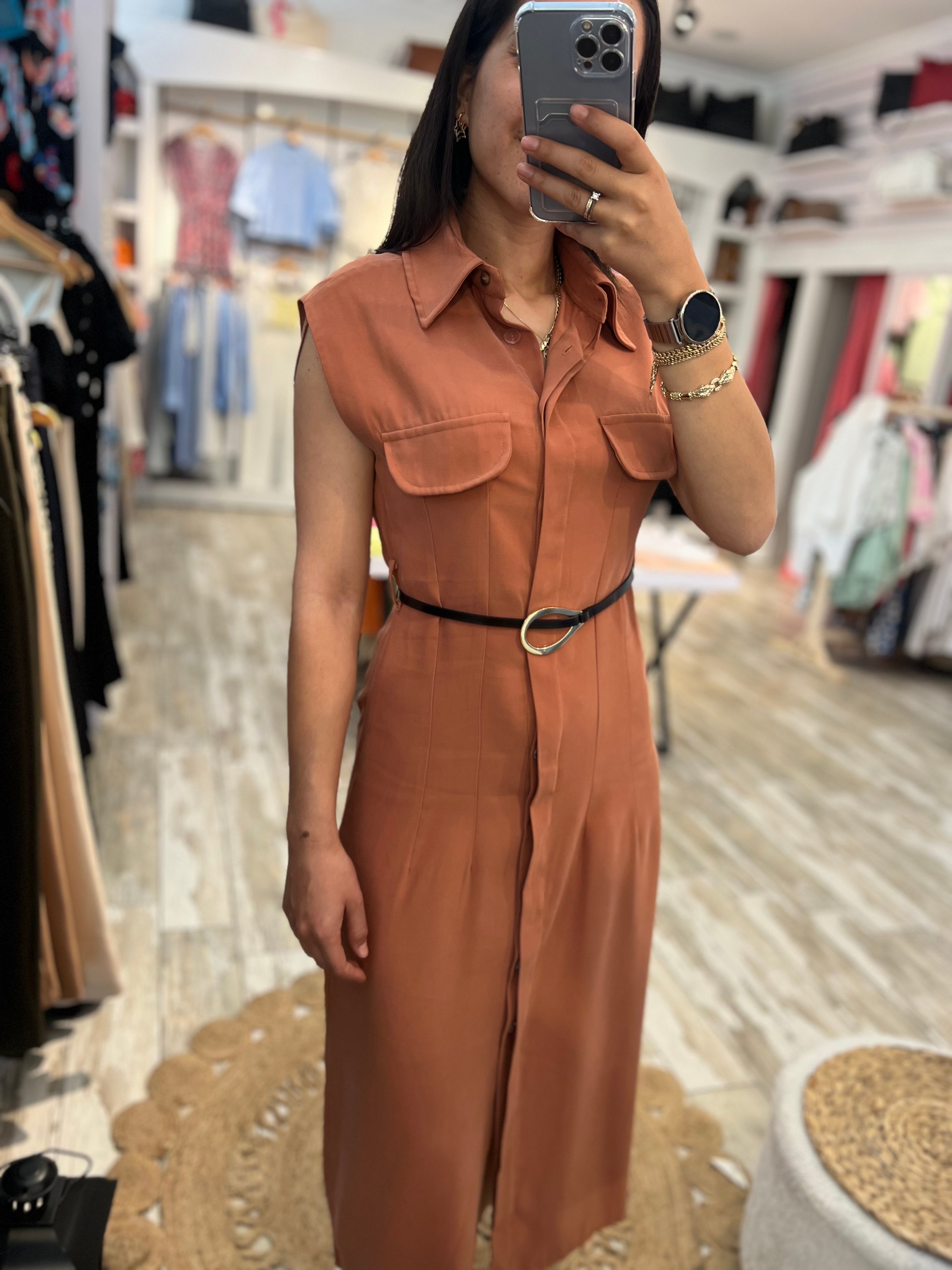 Kemer Detaylı Maxi Elbise 