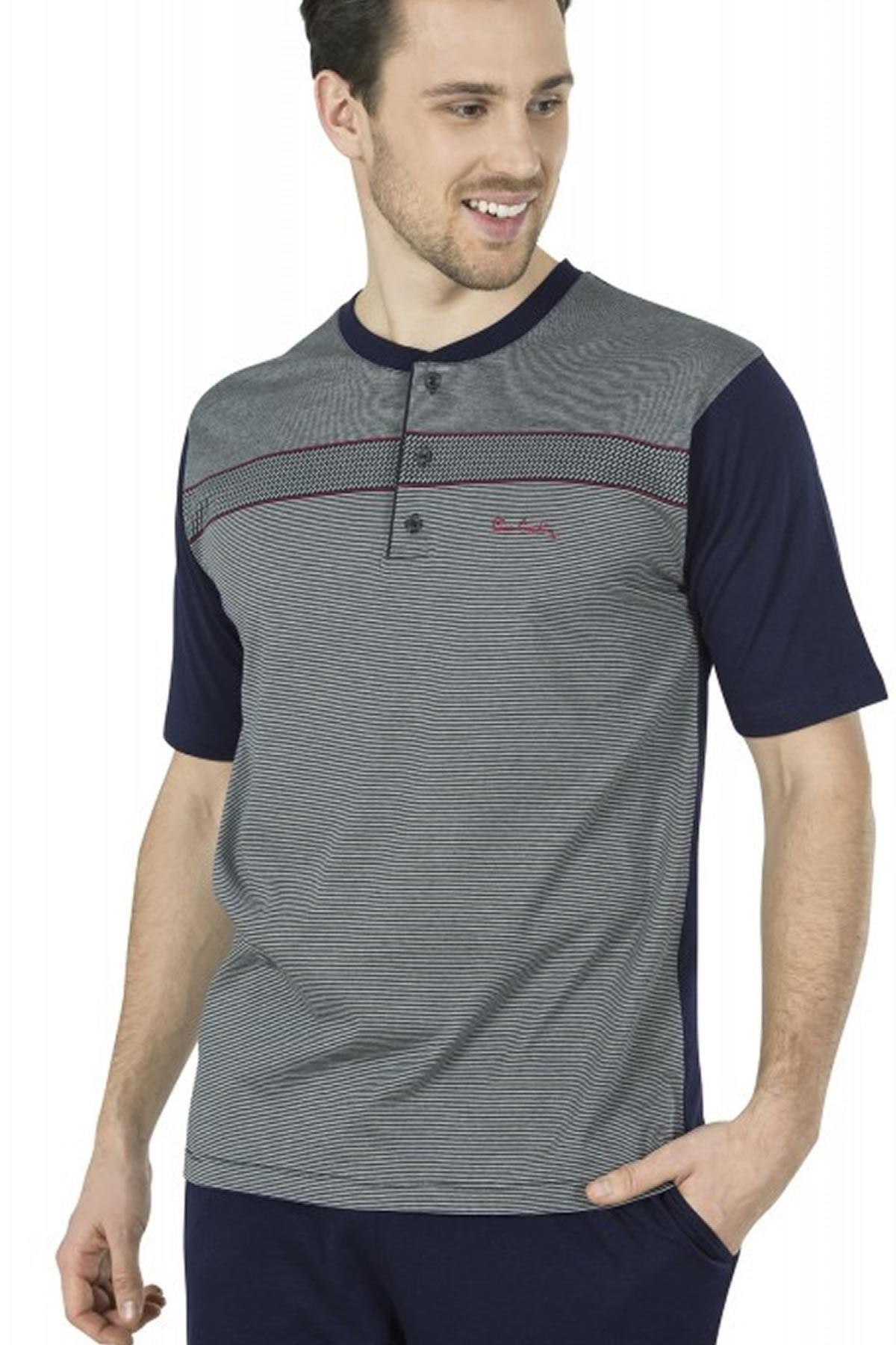 Pierre Cardin Erkek 5452 Pamuklu Penye Jakarlı 3'lü Pijama Takımı Bordo