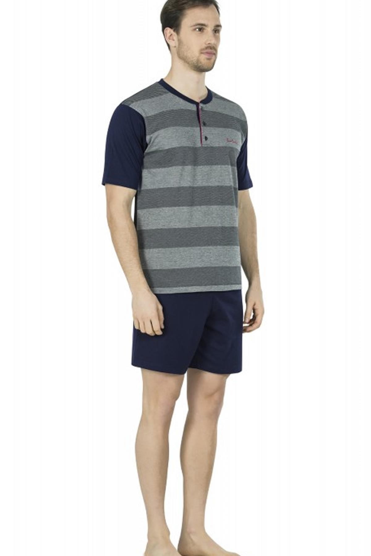 Pierre Cardin Erkek 5451 Pamuklu Penye Jakarlı 3'lü Pijama Takımı Bordo