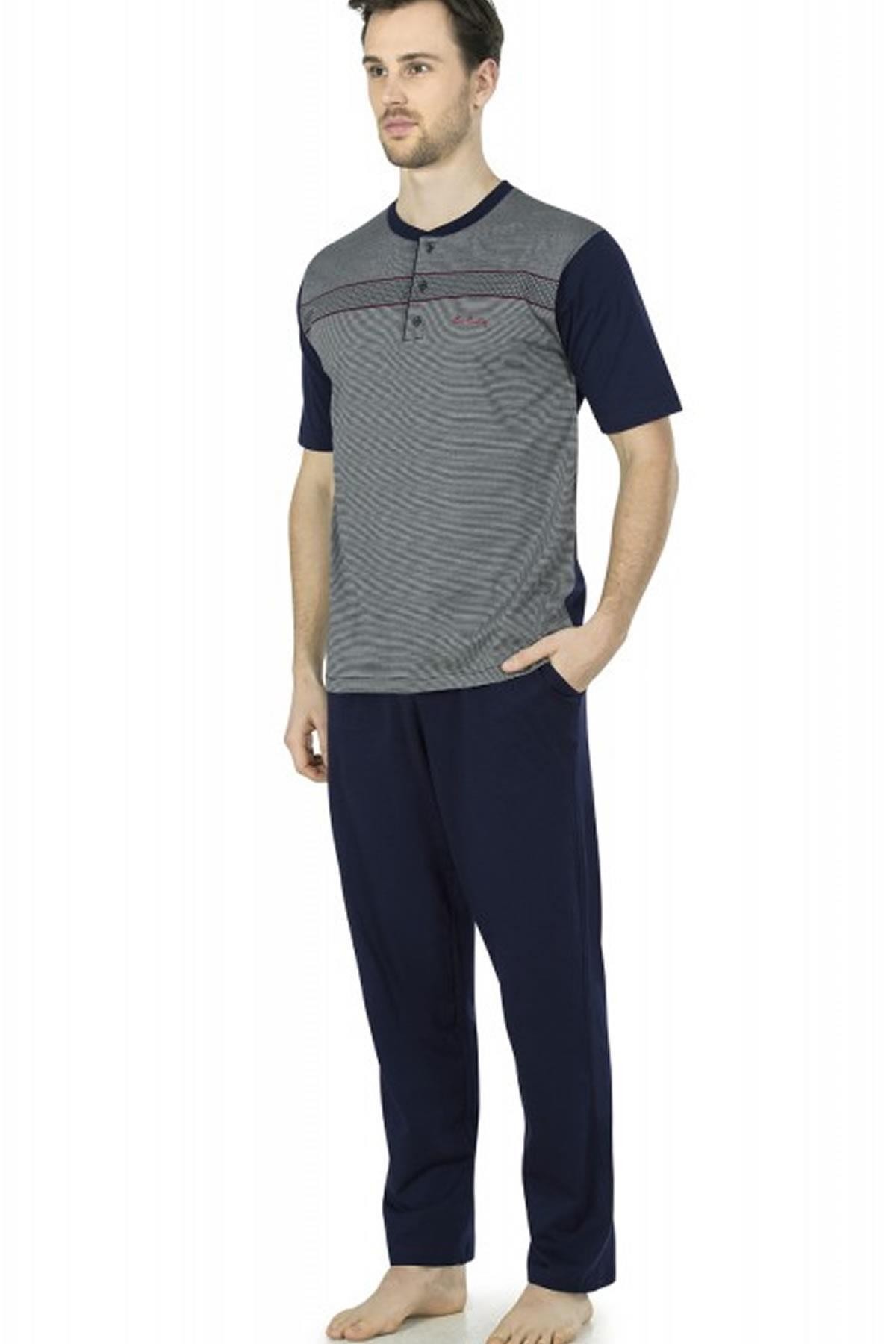 Pierre Cardin Erkek 5452 Pamuklu Penye Jakarlı 3'lü Pijama Takımı Bordo