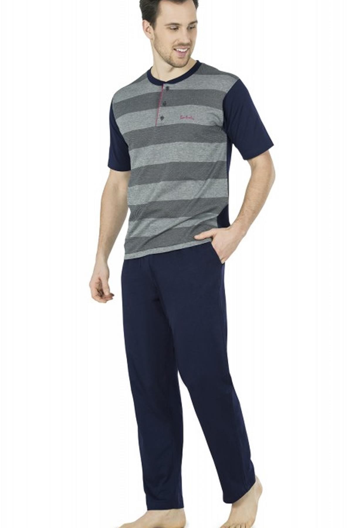 Pierre Cardin Erkek 5451 Pamuklu Penye Jakarlı 3'lü Pijama Takımı Bordo