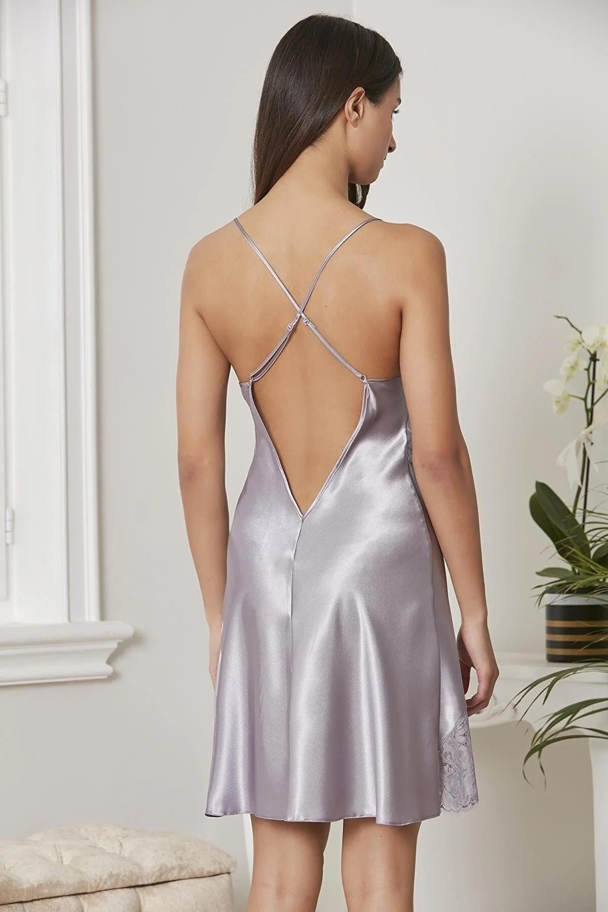Pierre Cardin Kadın 6015 Saten Gecelik Sabahlık Pijama Takım Şort Takım 6'lı Gelin Çeyiz Seti