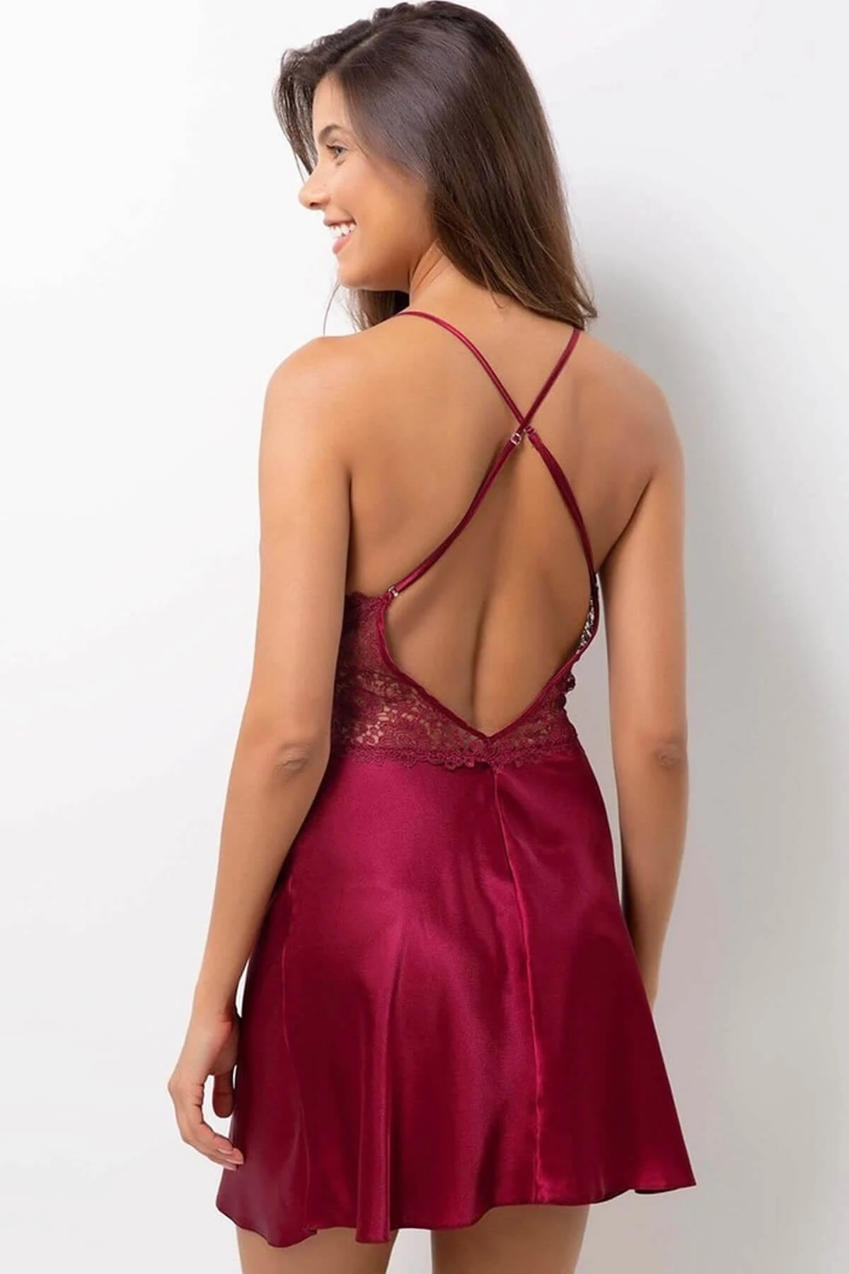 Pierre Cardin Diz Üstü Sırt Dekolteli Dantelli Saten Altılı Gecelik Sabahlık Çeyiz Seti