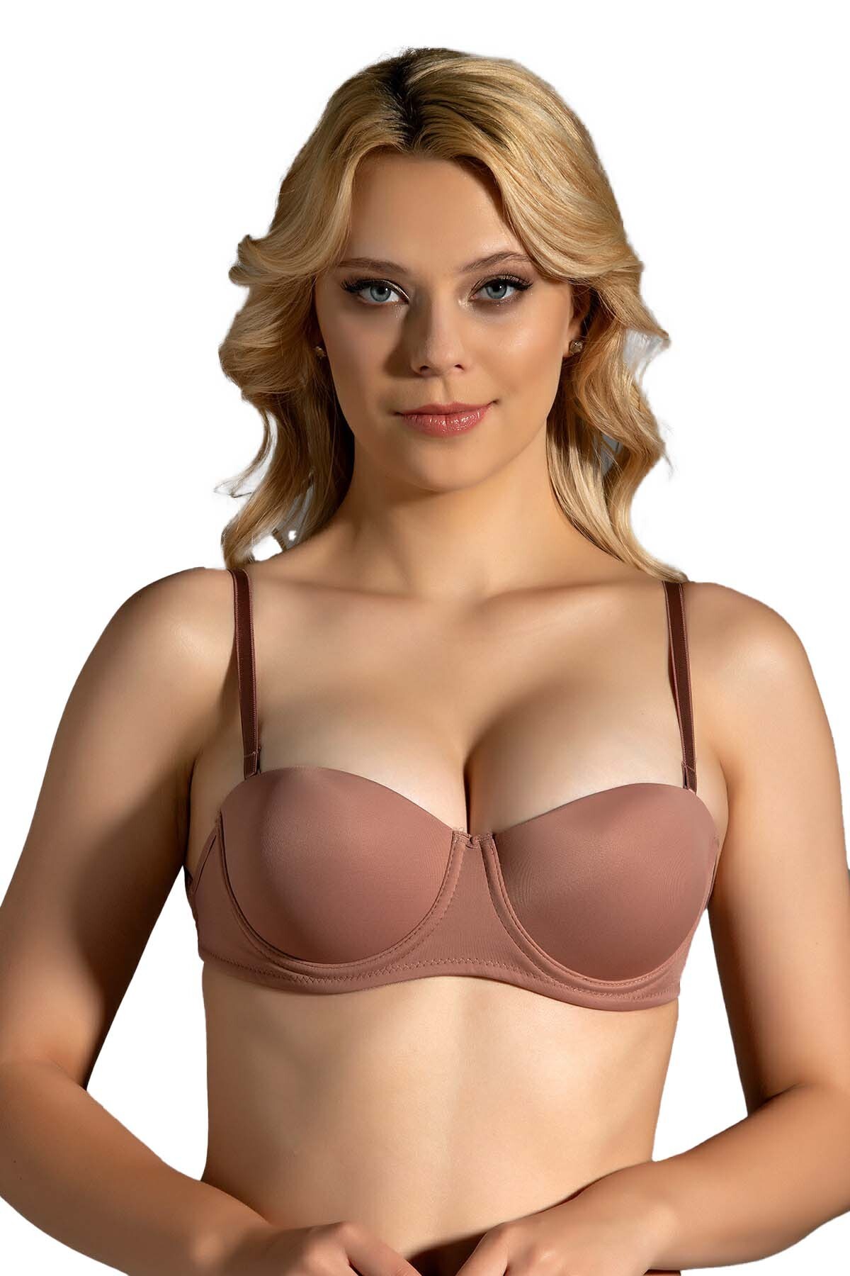 New Bra 8310 Kadın Boş Cup Sırtı Şeffaf Straplez Sütyen