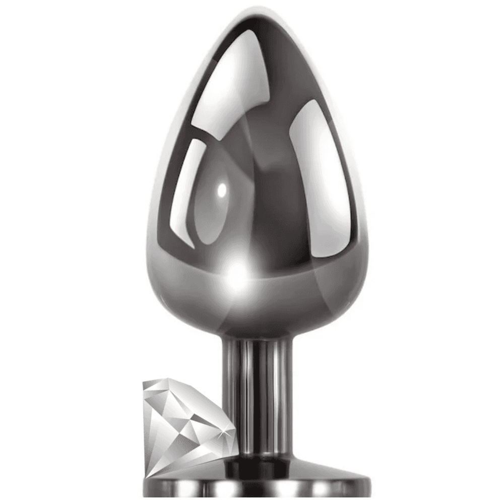 The Anal Fantasy Hot Cool Black Metal Anal Plug Large-White