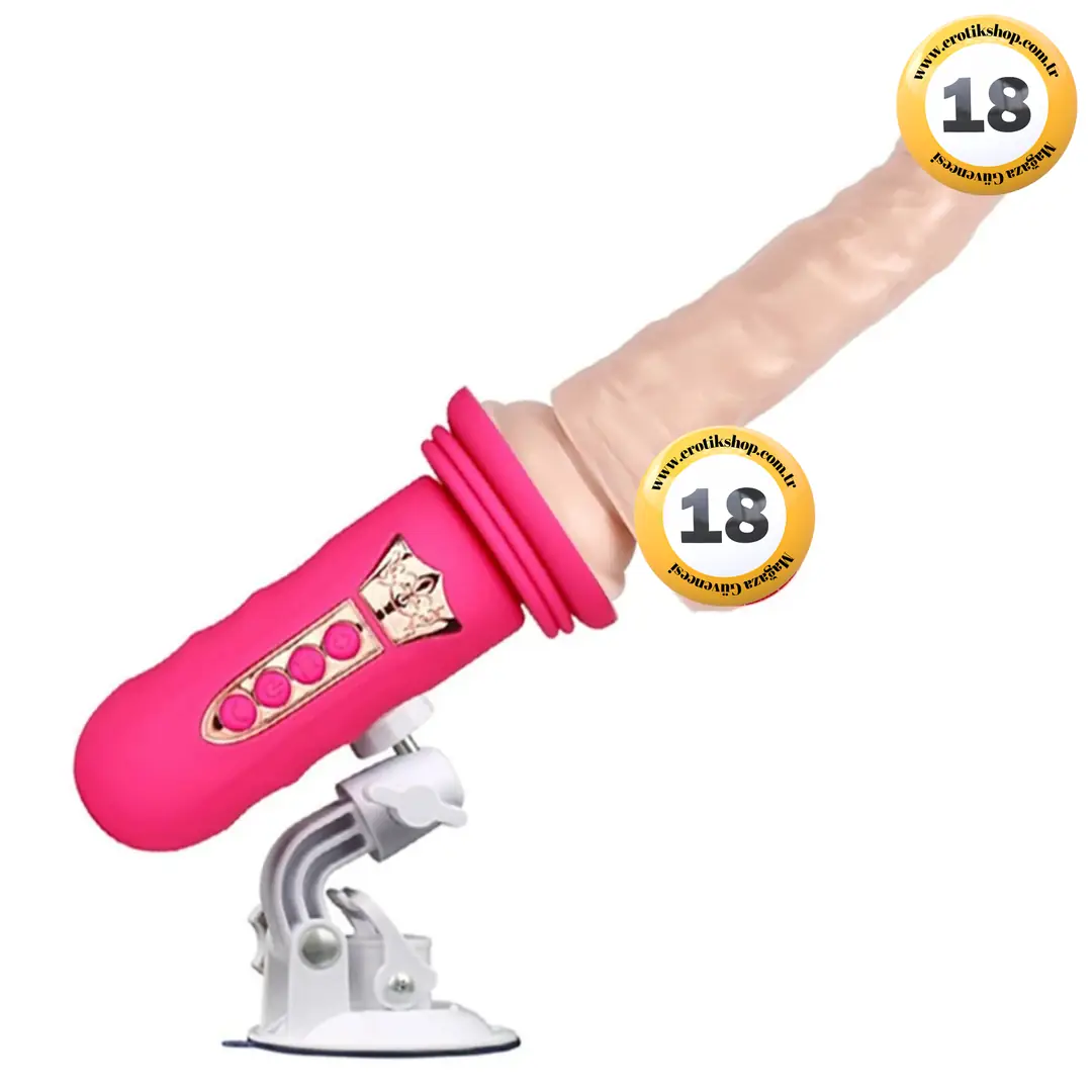 Suction Cup Sex Machine Realistik Penis Uyumlu Seks Makinesi-Pink