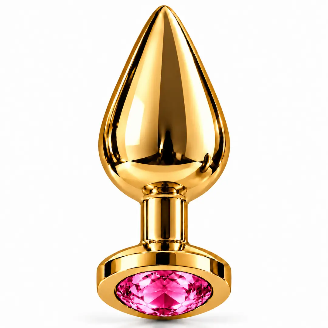 The Anal Fantasy Jewellery Gold Pembe Taşlı Metal Anal Plug-Medium