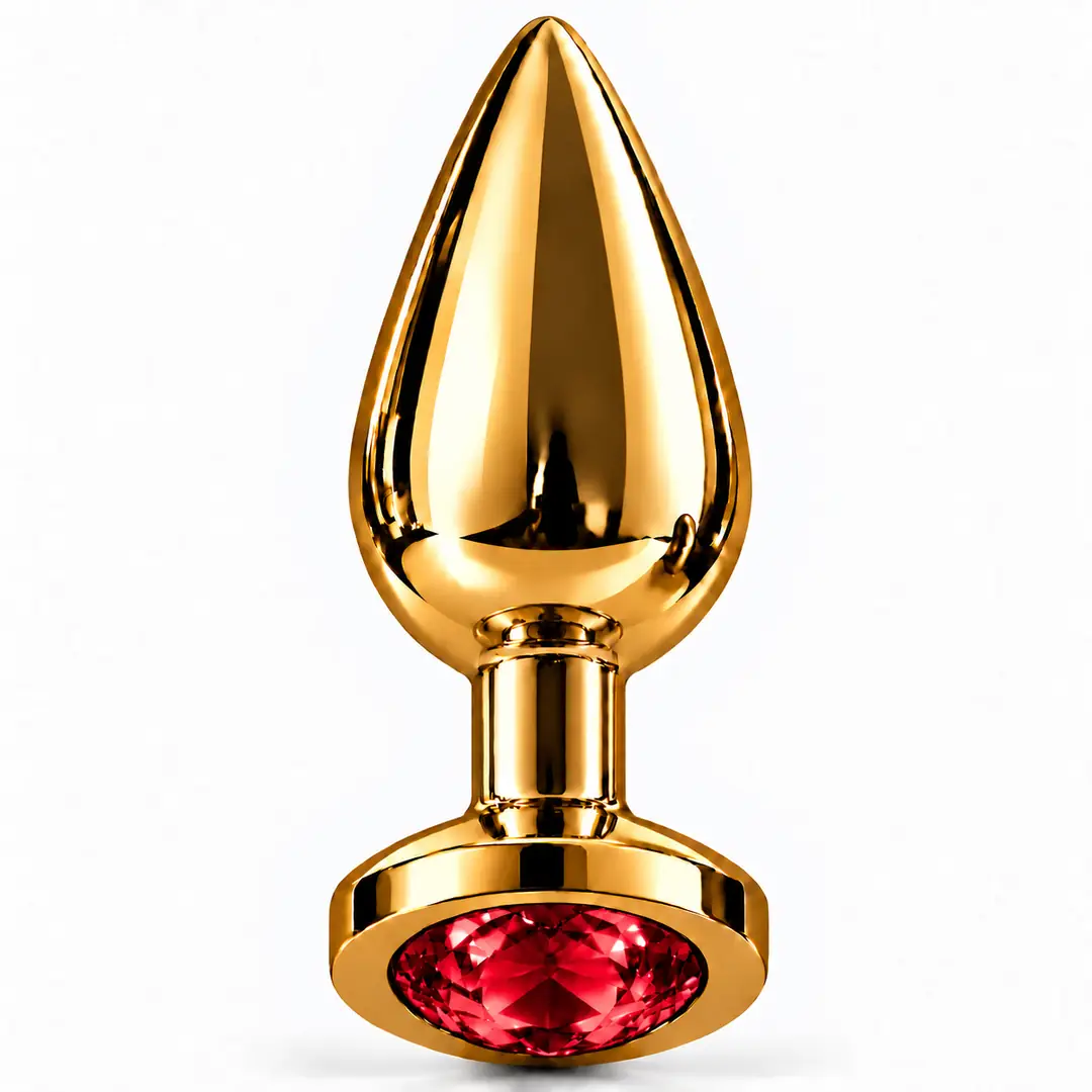 The Anal Fantasy Jewellery Gold Kırmızı Taşlı Metal Anal Plug-Small