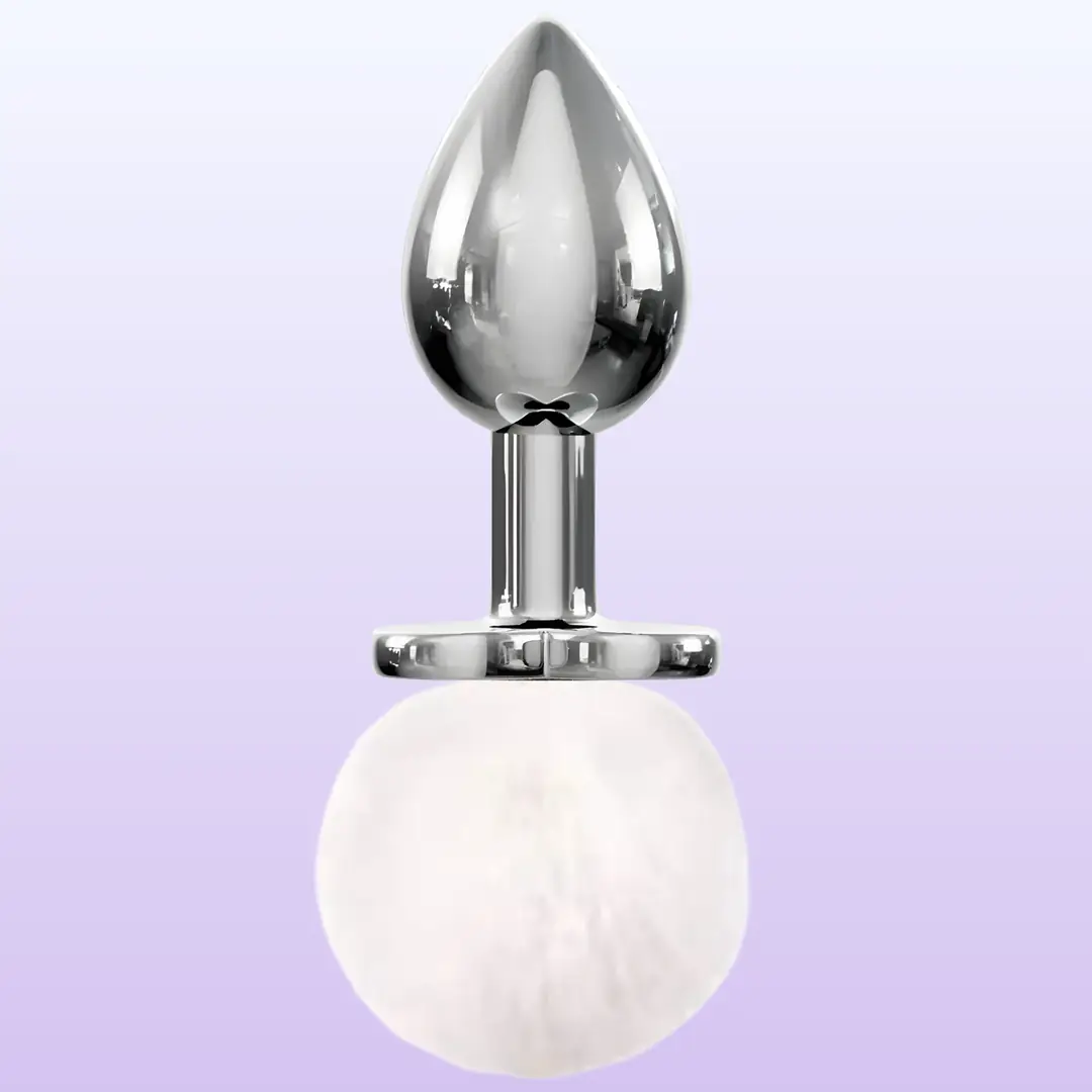 The Anal Fantasy Bunny Tail Peluş Kuyruklu Lüks Metal Anal Plug - White