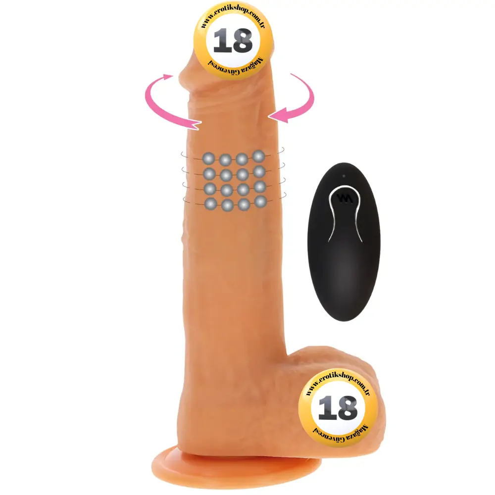 ToyJoy Naked Beaded Dildo Silicone Dönebilen Hareketli Penis 21 Cm