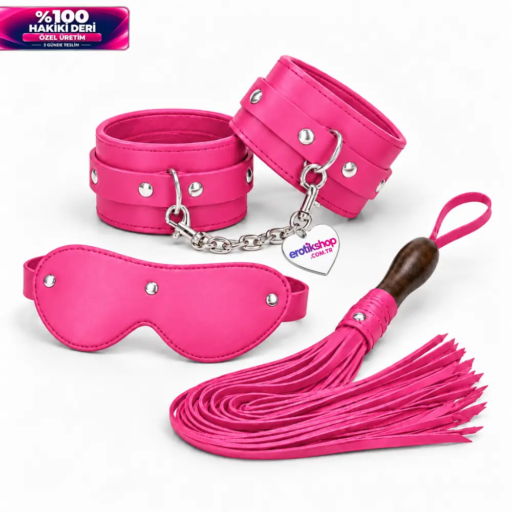 The Fetish Fantasy Series %100 Original Leather Gerçek Deri Fetiş Set – Pink