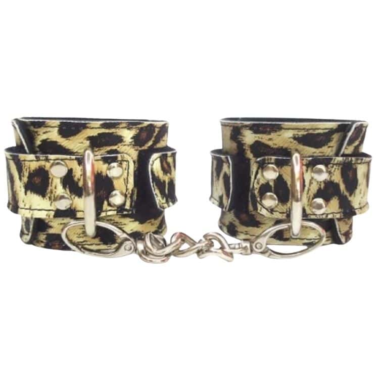 The Fetish Leather Cuffs Fetiş Deri Kelepçe-Leopar