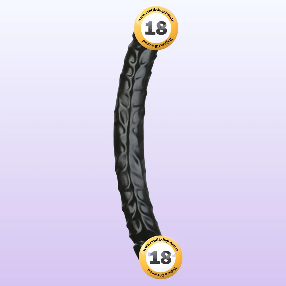 Doc Johnson Jr. Veined 30 Cm Çift Taraflı Realistik Jel Penis-Siyah