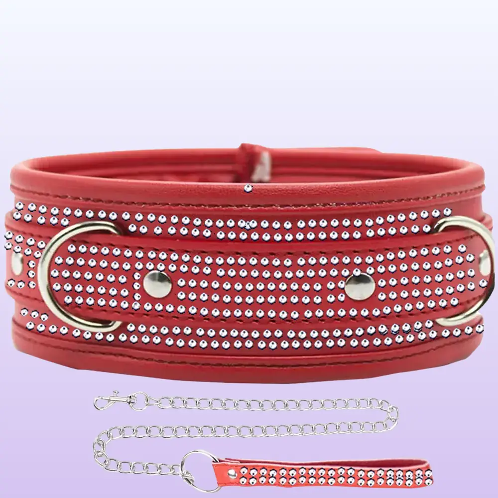 The Fetish Fantasy Series Diamond Collar Taşlı Fetiş Tasma-Kırmızı