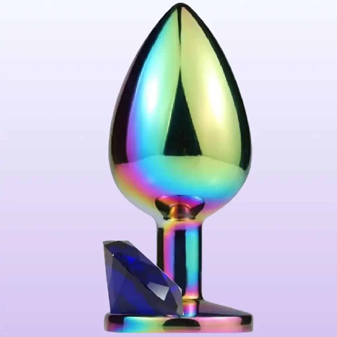 The Anal Fantasy Hot Cool Rainbow Metal Anal Plug Medium-Blue