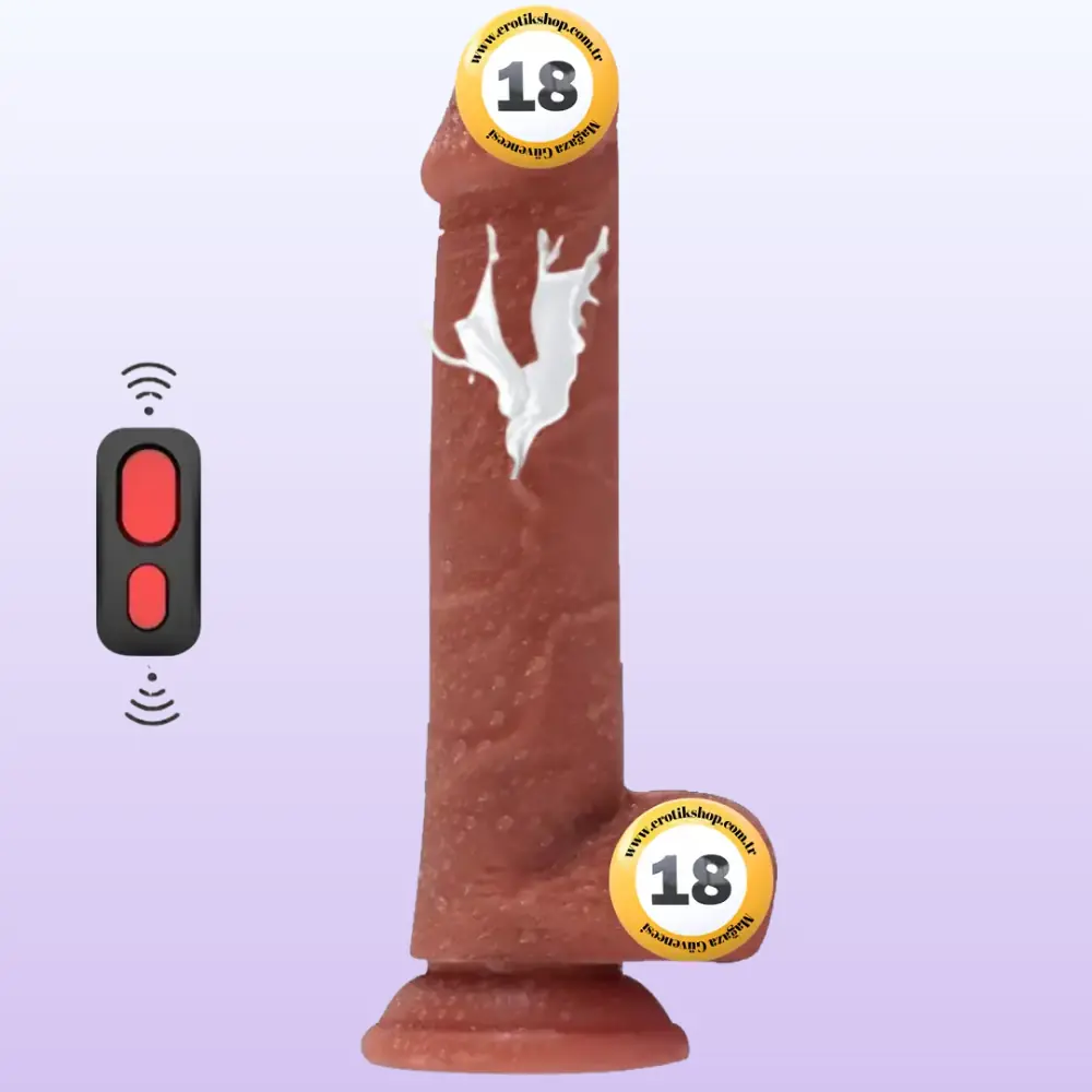 Shequ Dave Vibrating Dildo 21.5 Cm Boşalabilir ve Titreşimli Realistik Penis