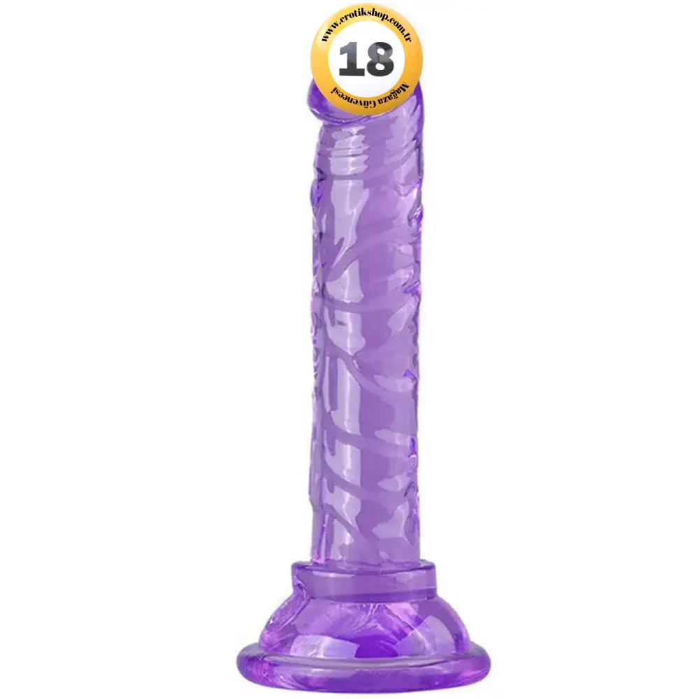 The Dick Jelly Silicone 14.5 cm Anal ve Vajinal Realistik Penis-Purple